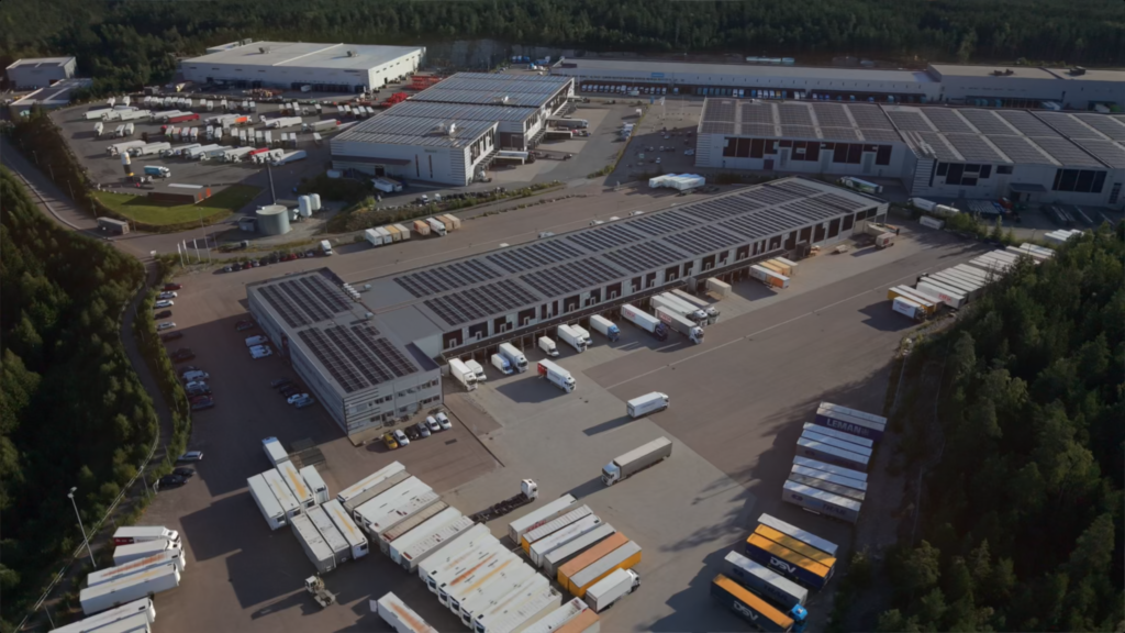 A drone photo of the Ramberg warehouse from the exterior
