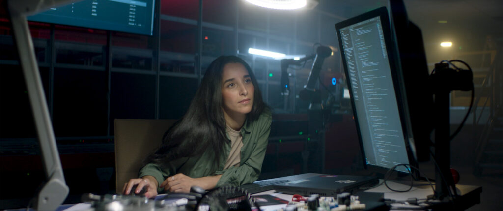 A woman programming software