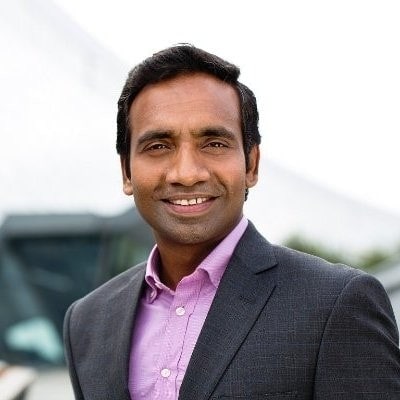 A smiling Sutharshan Nadarajah, Technology Director, Element Logic