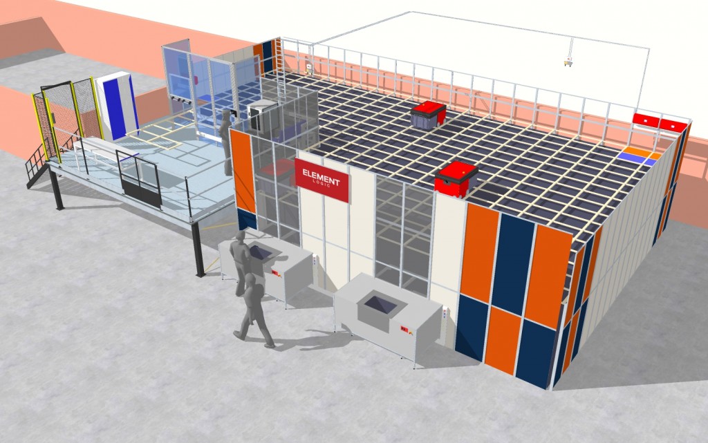This digital drawing shows what a small AutoStore facility from Element Logic might look like.